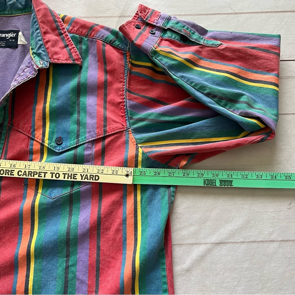 VTG Wrangler Men’s 18-36 Brushpopper 90s Striped Western Cowboy Rodeo Shirt. XXL - Picture 8 of 11